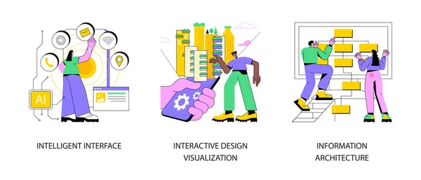 Software Ontwikkeling Abstract Concept Vector Illustratie Set Intelligente Interface Interactieve — Stockvector