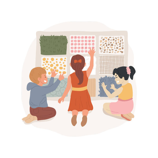 Sensory wall isolated cartoon vector illustration. Tactile corner, sensory wall, children with autism, sensory panel with texture, fine motor skill development, daycare center vector cartoon.
