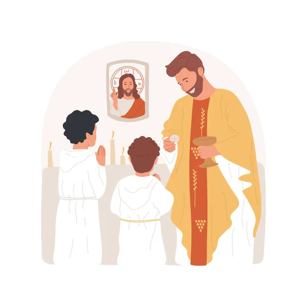 Eucharistie Izolované Kreslené Vektorové Ilustrace Děti Jdou Své První Eucharistie — Stockový vektor