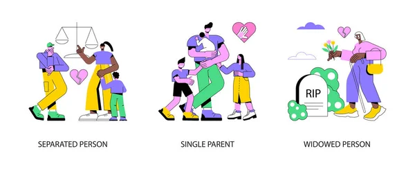 Οικογενειακή Κατάσταση Αφηρημένη Έννοια Διάνυσμα Εικονογράφηση Σύνολο Χωρισμένος Ανύπαντρος Γονέας — Διανυσματικό Αρχείο