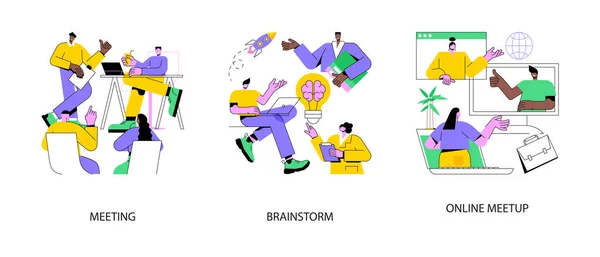 Ομάδα Επικοινωνίας Αφηρημένη Έννοια Διάνυσμα Εικονογράφηση Σύνολο Συνάντηση Και Brainstorm — Διανυσματικό Αρχείο