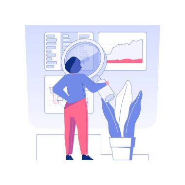 İzole edilmiş konsept vektör illüstrasyonunu denetle. Mali denetim ve rapor yapan profesyonel muhasebeci, kurumsal yapı, şirket departmanları, şirket hiyerarşisi vektör kavramı.