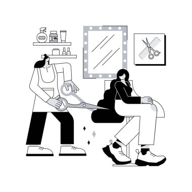 Güzellik salonu soyut konsept vektör çizimi. Kozmetik salonu spası, güzellik salonu, profesyonel tedavi, manikür stüdyosu, makyaj ve kuaför servisi, kozmetik mağazası soyut metaforu..