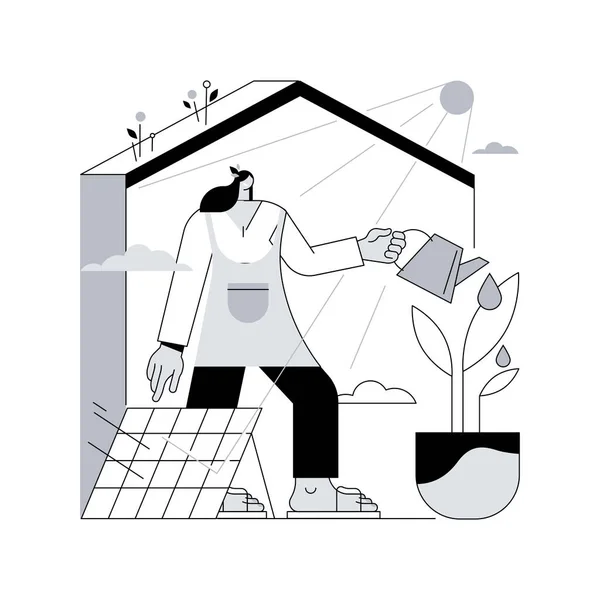 Eco House Abstraktes Konzept Vektor Illustration Umweltfreundliche Wohnungen Ökohomentechnologie Wärmedämmung — Stockvektor