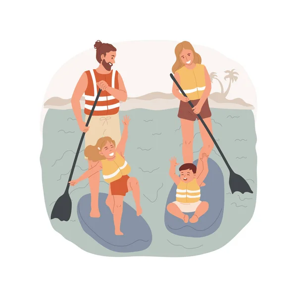 Paddleboard Isolated Cartoon Vector Illustration Family Paddleboarding Lake Summer Vacation — Stock Vector