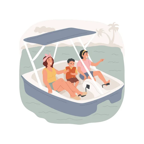 Pedal Boat Isolated Cartoon Vector Illustration Family Riding Small Catamaran — Stock vektor