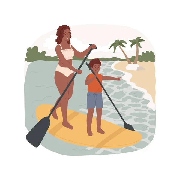 Caribbean Paddleboard Isolated Cartoon Vector Illustration Caribbean Style Tropical Sea — Vettoriale Stock