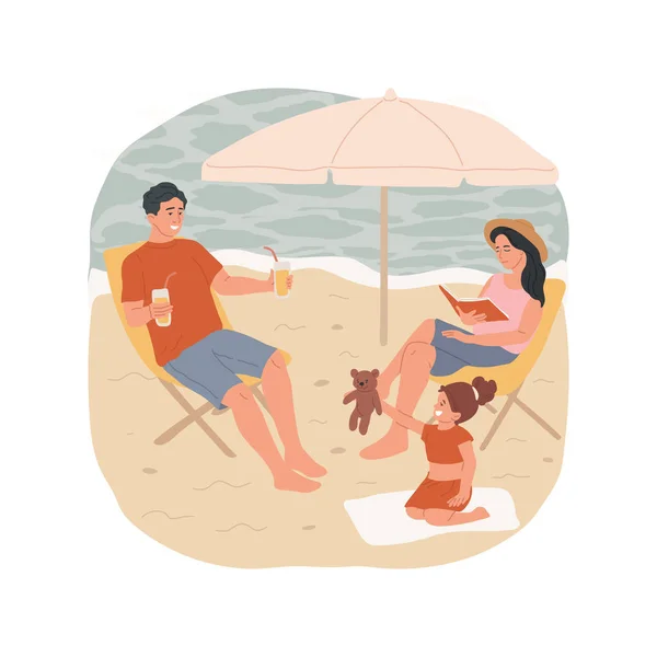 Beach Time Isolated Cartoon Vector Illustration Family Members Sunbathing Beach — Archivo Imágenes Vectoriales