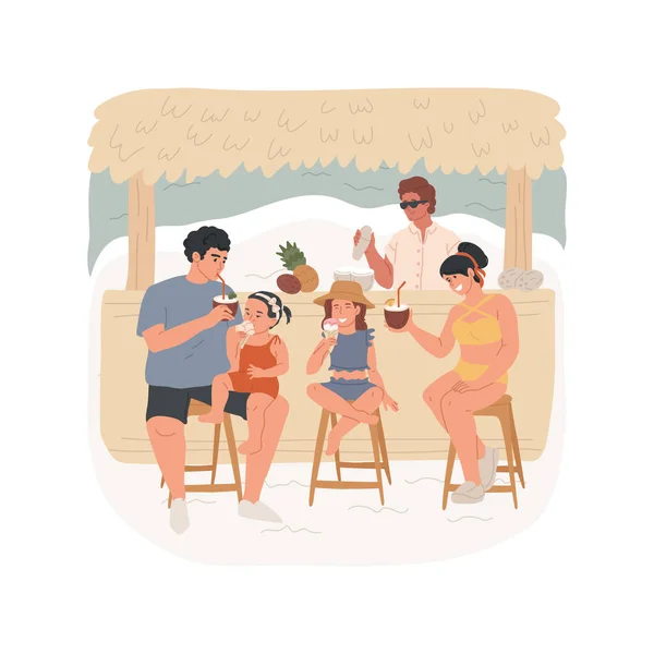 Beach Bar Isolated Cartoon Vector Illustration Parents Kids Sitting Beach — Archivo Imágenes Vectoriales