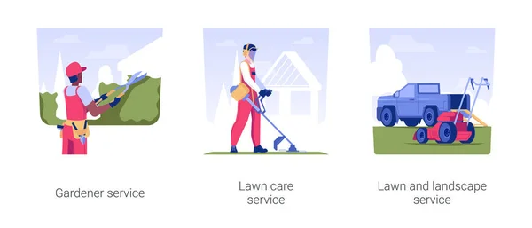 Backyard Maintenance Service Isolated Concept Vector Illustration Set Gardener Service — Archivo Imágenes Vectoriales