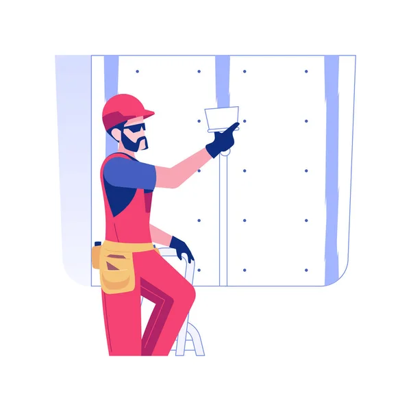 Drywall Mudding Taping Isolated Concept Vector Illustration Repairman Deals Drywall — ストックベクタ