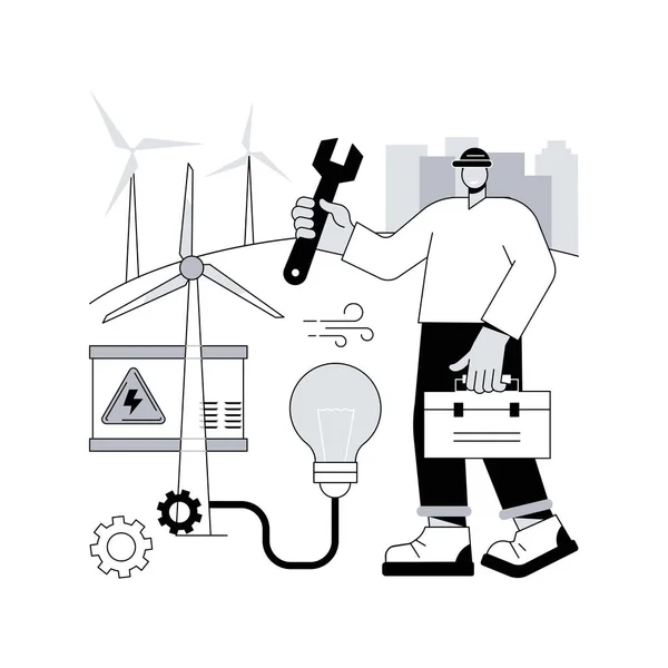 Вітроенергетика Абстрактна Концепція Векторні Ілюстрації Відновлювана Енергетика Постачання Зеленої Електроенергії — стоковий вектор