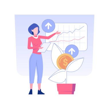 Şirket büyümesi konsept vektör çizimini izole etti. Profesyonel muhasebeci şirket için büyük bir kar açıkladı, ekranda analitik, iş belgeleri, şirket evrakları konsepti.