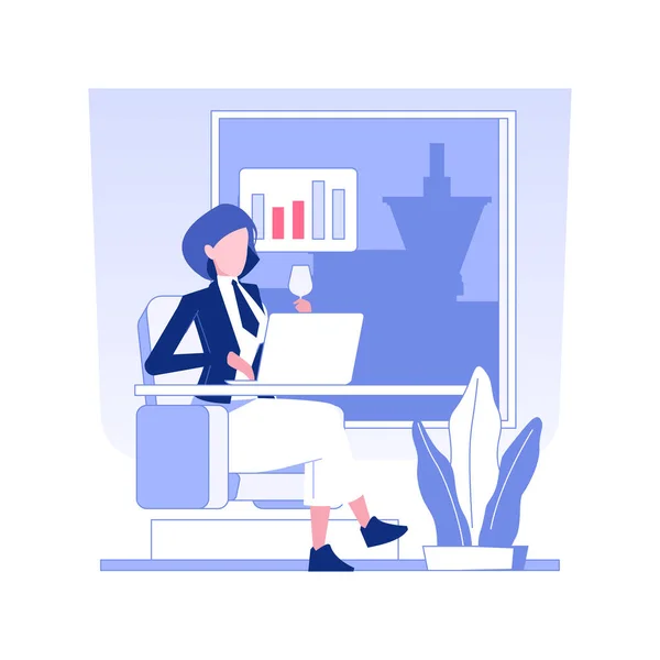 Day Office Service Isolated Concept Vector Illustration Smiling Woman Laptop — ストックベクタ