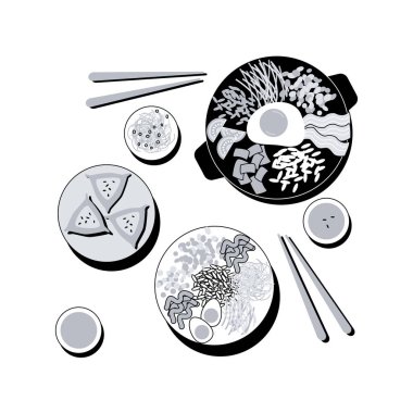 Kore mutfağı soyut konsept vektör çizimi. Doğu mutfağı menüsü, Kore yemeği teslimatı, gurme pazarı, Asya baharatı, yemek servisi, geleneksel soyut yemek metaforu..