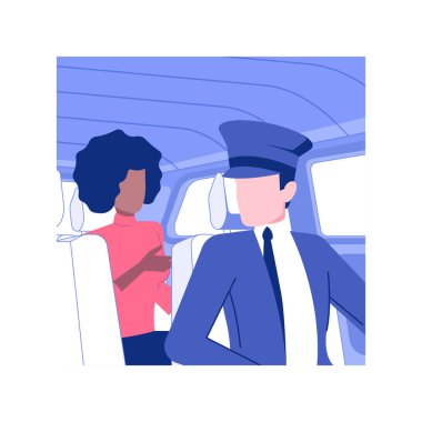 Personal driver isolated concept vector illustration. Personal driver takes a business woman to a meeting, business class travel, car travelling, first class service vector concept.