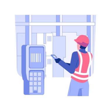 Barcode reader isolated concept vector illustration. Warehouse worker using barcode scanner to identify goods, wholesale business, foreign trade, inventory technologies vector concept.