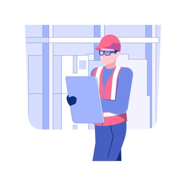 Smart glasses isolated concept vector illustration. Warehouse worker wearing smart glasses to identity products in stock, wholesale business, foreign trade, vision picking vector concept.