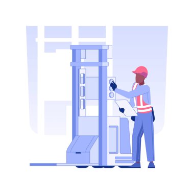 Automated forklift isolated concept vector illustration. Warehouse worker controls guided forklift at factory, wholesale business, foreign trade industry, goods transportation vector concept.