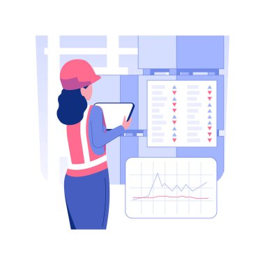 Reports and analytics isolated concept vector illustration. Warehouse manager making report about stock goods with tablet app, wholesale business, foreign trade industry vector concept.