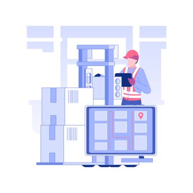 Navigation system isolated concept vector illustration. Warehouse worker using navigation software in stock, wholesale business, foreign trade, transportation process vector concept.