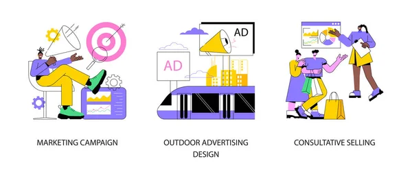 Promoção Produto Conjunto Ilustração Vetorial Conceito Abstrato Campanha Marketing Design — Vetor de Stock