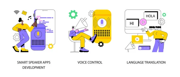 Voice Assistant Abstract Concept Vector Illustratie Set Ontwikkeling Van Slimme — Stockvector