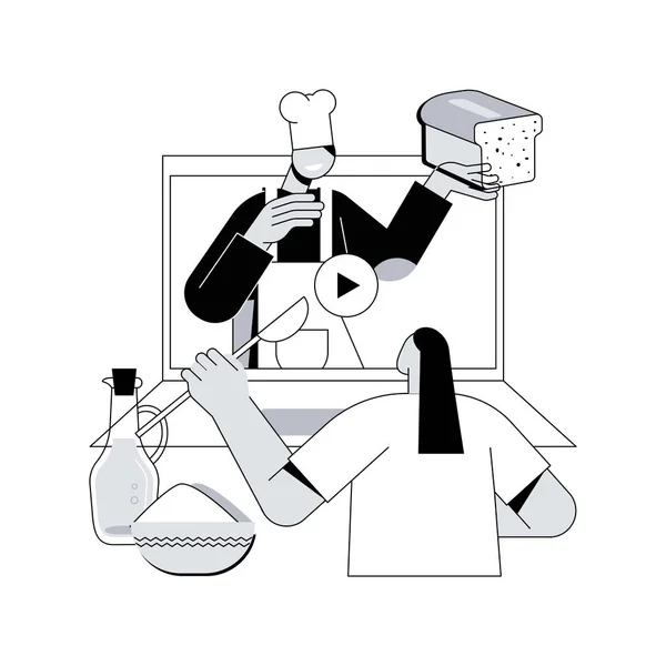 Tutorial Cucina Online Concetto Astratto Illustrazione Vettoriale Corso Preparazione Cibo — Vettoriale Stock