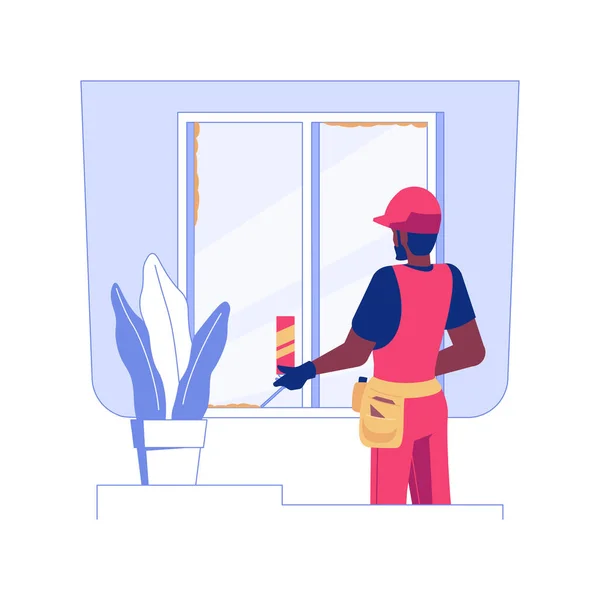 Insulating Windows Isolated Concept Vector Illustration Contractor Spraying Foam Sealant — Wektor stockowy