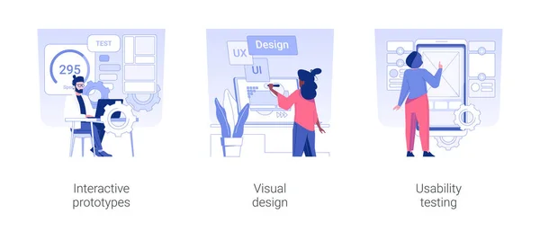 Designer Services Isolated Concept Vector Illustration Set Interactive Prototypes Visual — Vetor de Stock