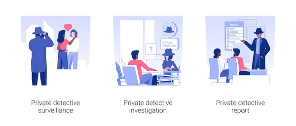 Private Detective Services Isolated Concept Vector Illustration Set Private Detective — Vetor de Stock