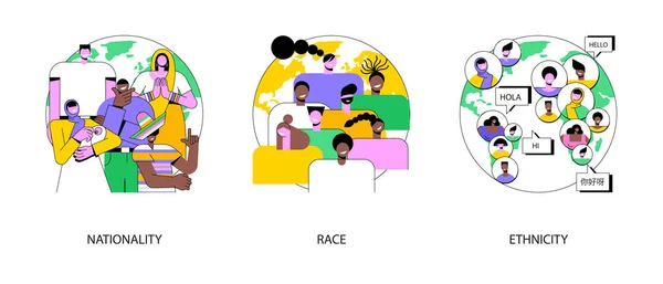 Ανθρώπινη Ποικιλομορφία Αφηρημένη Έννοια Διάνυσμα Εικονογράφηση Σύνολο Ιθαγένεια Φυλή Και — Διανυσματικό Αρχείο