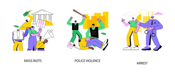 Street Action Abstract Concept Vector Illustration Set Disordini Massa Violenza — Vettoriale Stock