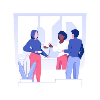 Coffee break at office isolated concept vector illustration. Group of multiethnic colleagues drinking coffee together, corporate business, office lifestyle, teambuilding idea vector concept.