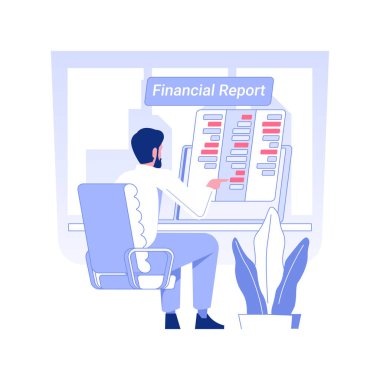 Financial reports isolated concept vector illustration. Businessman looking at financial reports, online teamwork organization, company documentation, corporate paperwork vector concept.