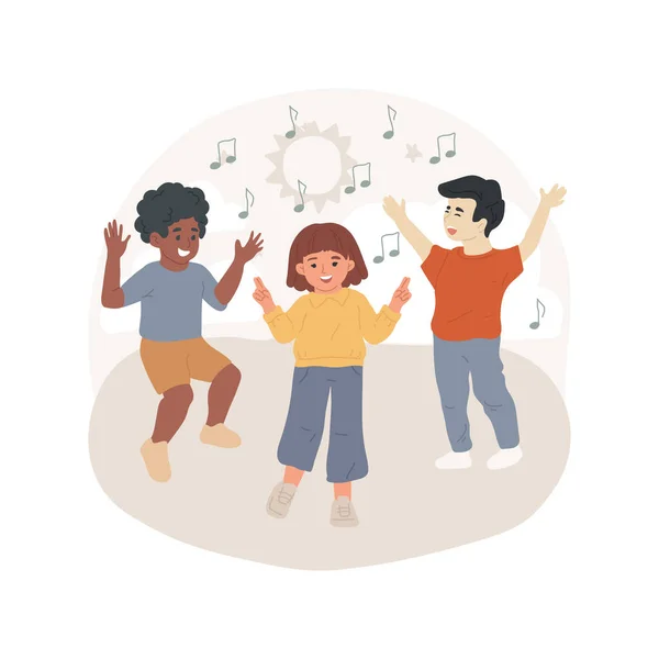 Dancing isolated cartoon vector illustration. Physical exercise for children, dancing class, kids having fun, preschool fitness, early education, daycare center activity vector cartoon.