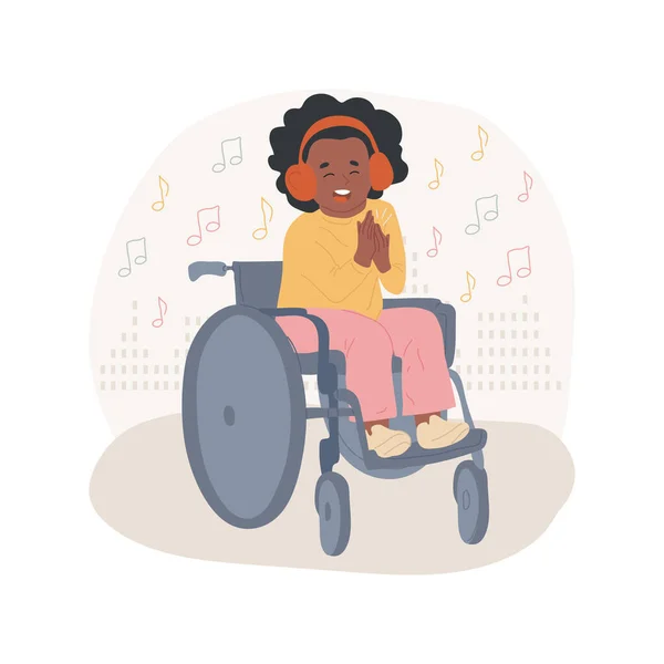 Clap Beat Isolated Cartoon Vector Illustration Disabled Child Listening Music — Stockvektor