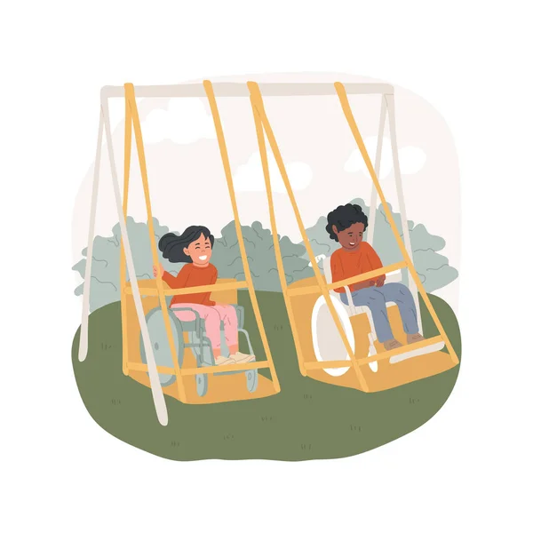 Inclusive Playground Isolated Cartoon Vector Illustration Children Disability Play Outdoors — Stockový vektor