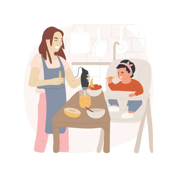 Приготування Їжі Ізольовані Мультфільми Векторні Ілюстрації Жінка Готує Дитину Готує — стоковий вектор