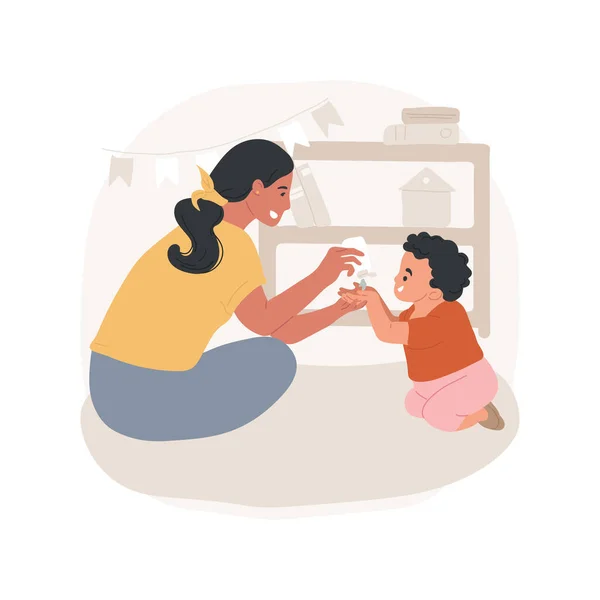 Hand Sanitising Isolated Cartoon Vector Illustration Learn Using Hand Sanitizer —  Vetores de Stock