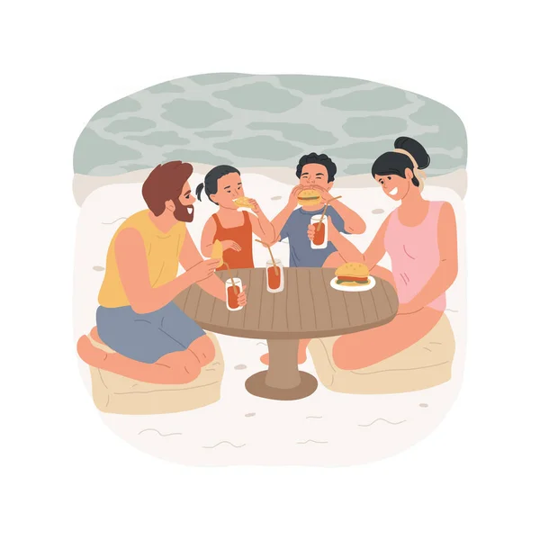 Beach Snack Isolated Cartoon Vector Illustration People Snacking Beach Bar — 스톡 벡터