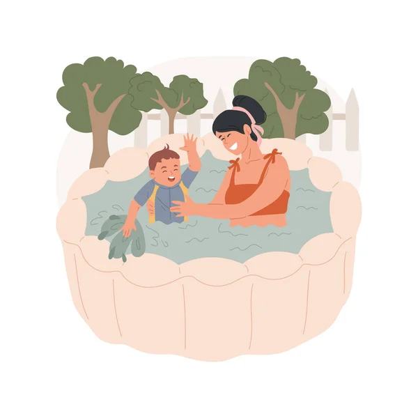 Inflatable Pool Isolated Cartoon Vector Illustration Baby Playing Inflatable Pool — 스톡 벡터