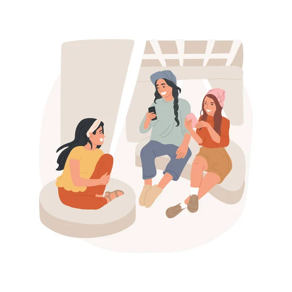 Bridge Isolated Cartoon Vector Illustration Girls Hanging Out Bridge Friends — 스톡 벡터