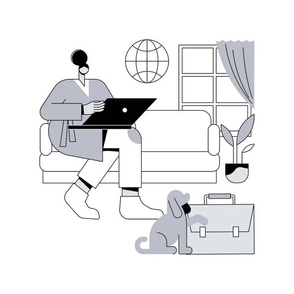 自宅のオフィス抽象的な概念ベクトルイラスト オンライン仮想デスク 隔離距離作業 自宅からオフィスの仕事 コミュニケーション管理ツール チームデジタル会議抽象的なメタファー — ストックベクタ