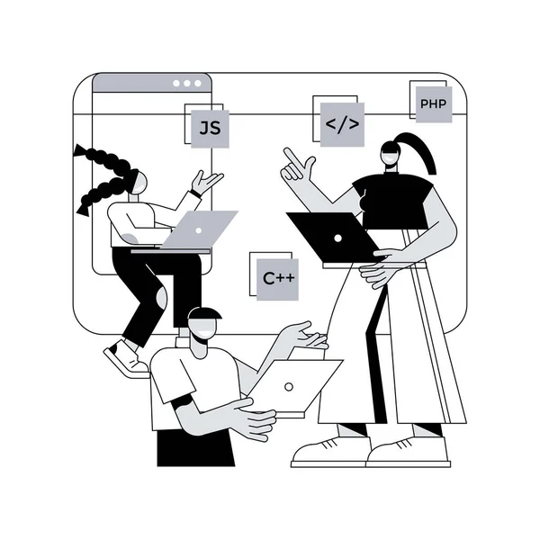 Computer Campo Programmazione Astratto Concetto Vettoriale Illustrazione Campo Informatica Corso — Vettoriale Stock