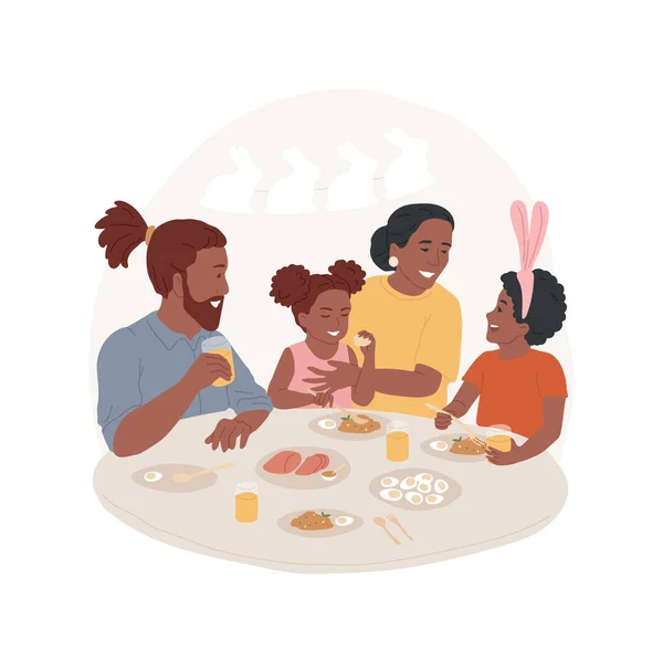 Aile Brunch Karikatür Vektör Çizimi Mutlu Aile Yemeği Akrabalar Masada — Stok Vektör