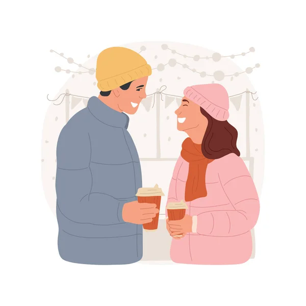 Boissons Chaudes Illustration Vectorielle Dessin Animé Isolé Joyeux Couple Heureux — Image vectorielle