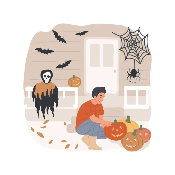 Décor Extérieur Illustration Vectorielle Dessin Animé Isolé Citrouilles Halloween Traditionnelles — Image vectorielle