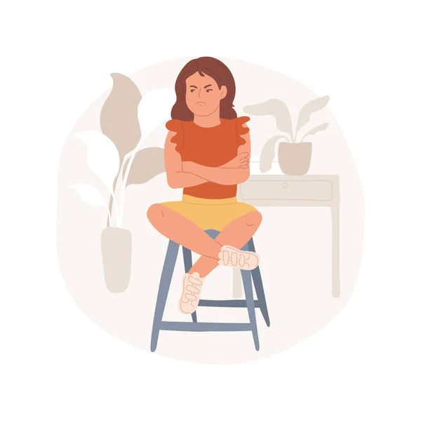 Time Out Izolované Kreslené Vektorové Ilustrace Dítě Sedící Samotě Židli — Stockový vektor