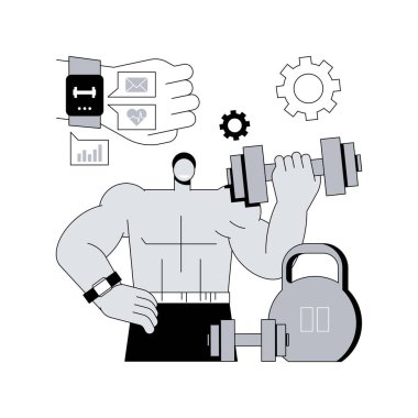 Akıllı eğitim soyut konsept vektör çizimi. Akıllı eğitim online programlar ve araçlar, yeni spor teknolojisi, fitness koçluğu uygulaması, sağlık, yağ kaybı, soyut metafor tonlama.